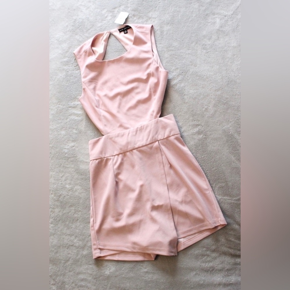 Dottie Couture Pink Open Back Romper with Skort